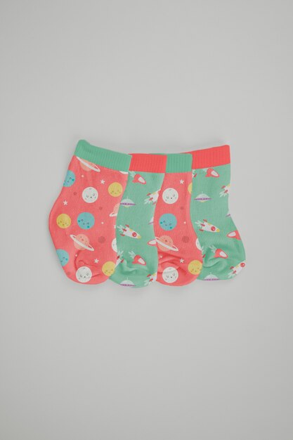 Minimalist baby socks mockup