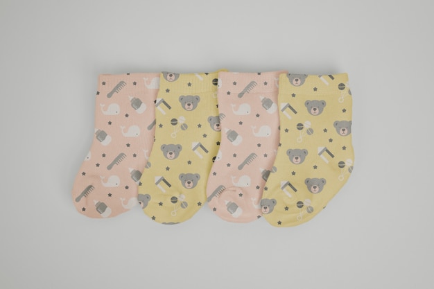 Minimalist baby socks mockup