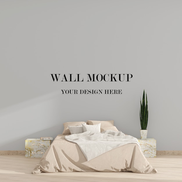 Minimalist bedroom wall mockup