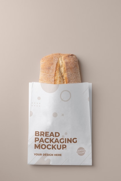PSD minimalist bio bread packaging mockup