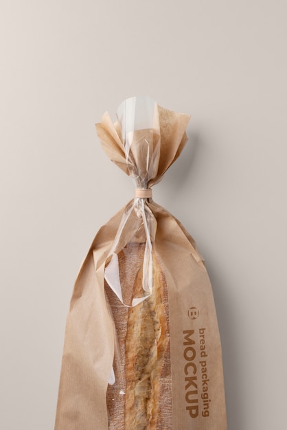 Minimalist bio bread packaging mockup