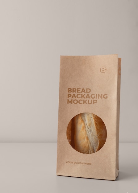 Minimalist bio bread packaging mockup