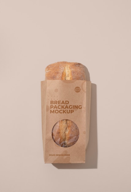 Minimalist bio bread packaging mockup