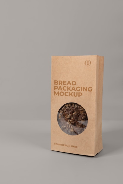 PSD minimalist bio bread packaging mockup