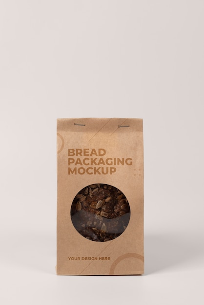 PSD minimalist bio bread packaging mockup