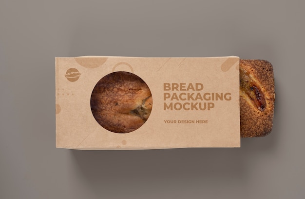 PSD minimalist bio bread packaging mockup