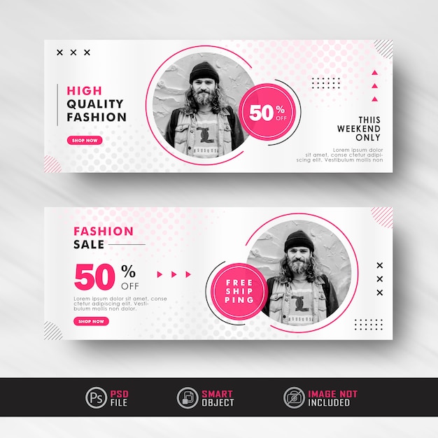 PSD minimalist black red fashion sale ad social media banner