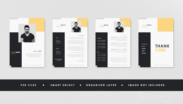 Минималистский черный желтый Resume Curriculum Template Collection