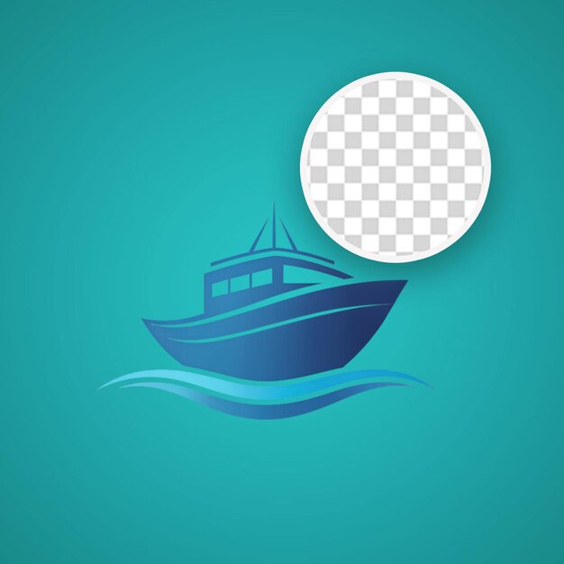 PSD minimalist blue boat oar illustration