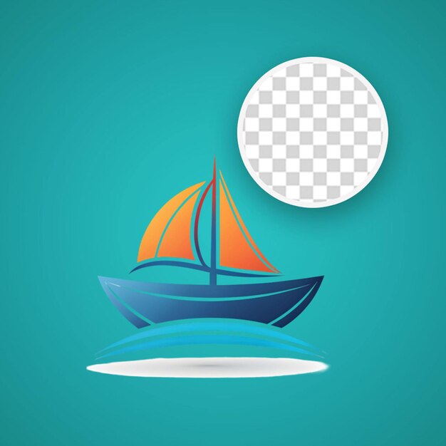 PSD minimalist blue boat oar illustration