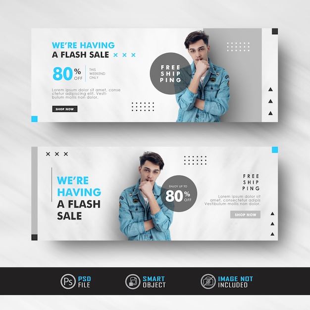 PSD minimalist blue fashion sale ad social media banner