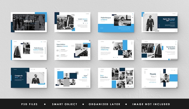 minimalist blue presentation slide power point landing page keynote company paper texture