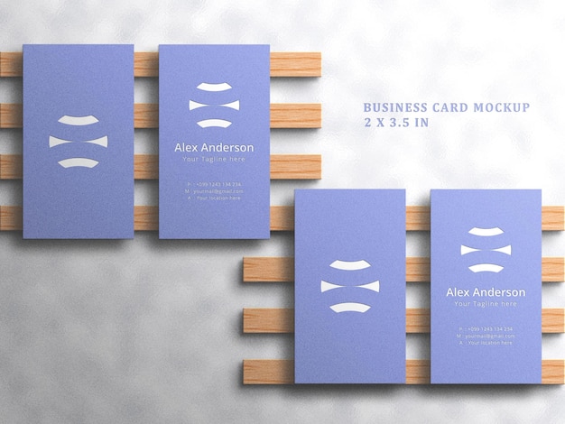 PSD minimalist business card mockup on white background with embossed and debossed effect