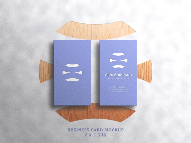 Minimalist business card mockup on white background with embossed and debossed effect