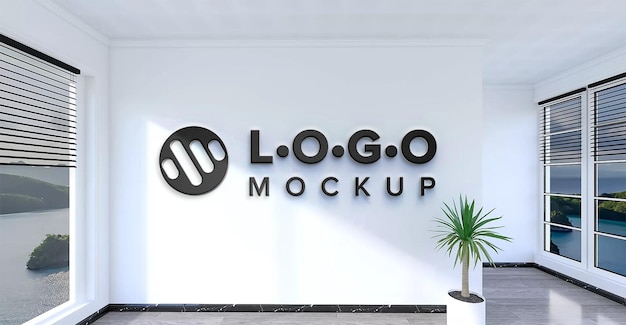 Minimalist company black logo mockup