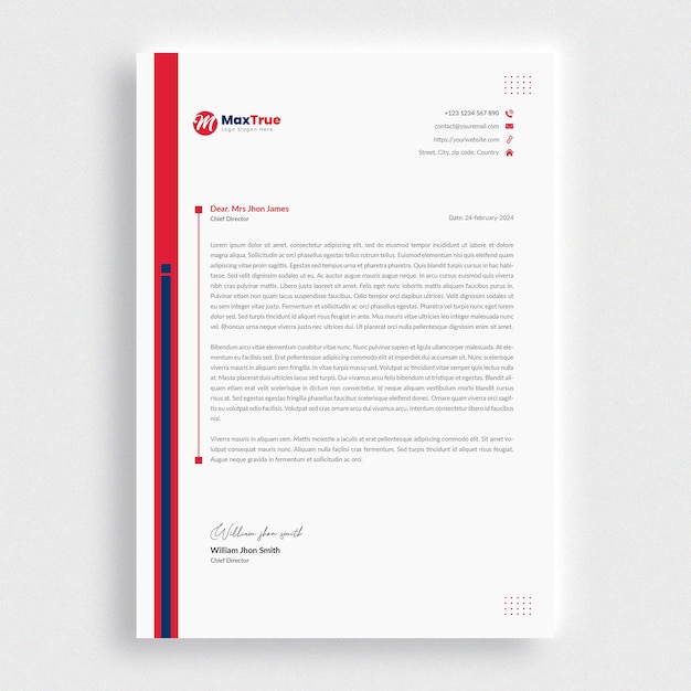 PSD minimalist corporate business letterhead template
