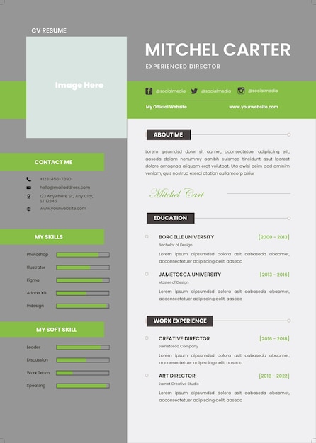 PSD minimalist cv resume vol 11 1