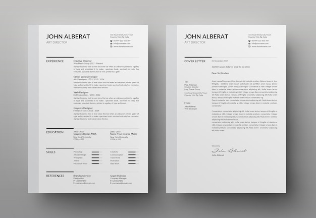 PSD minimalist cv template design