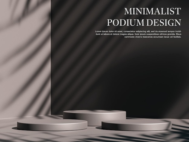 Podium elegante minimalista con sfondo scuro