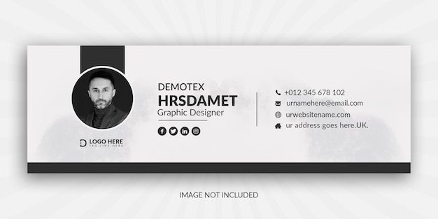 Minimalist email signature template design or email footer and personal social media cover