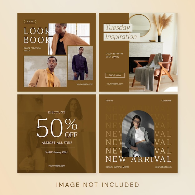 PSD minimalist fashion instagram social media design brown