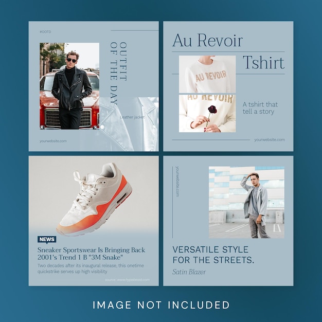 PSD minimalist fashion instagram social media design slate blue