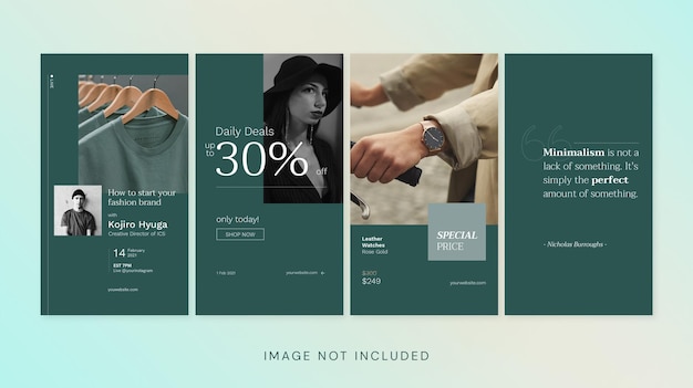 PSD Минималистская мода instagram stories social media design tosca