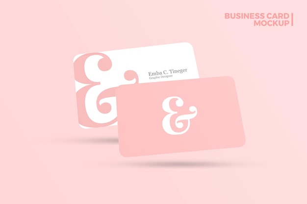 Minimalist floating business card mockup