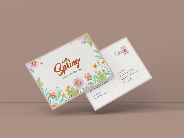 minimalist floating post card mockup