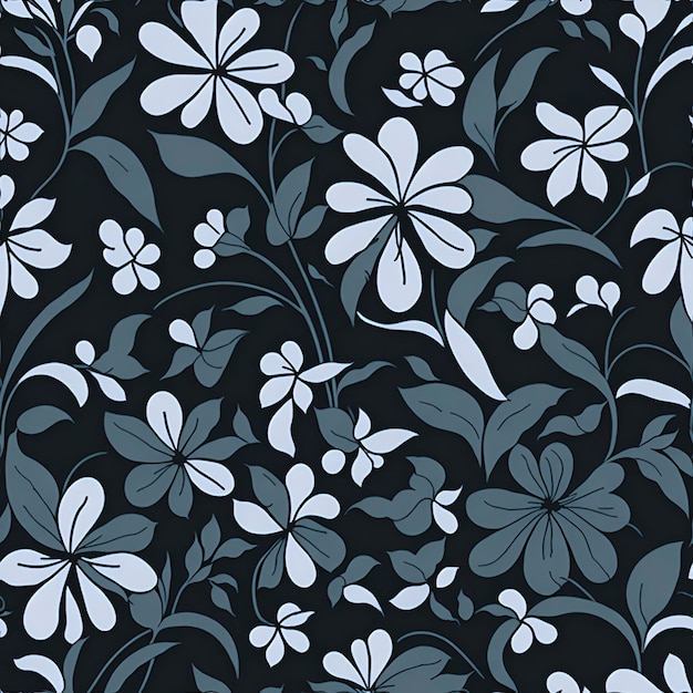 PSD minimalist floral pattern in black and white