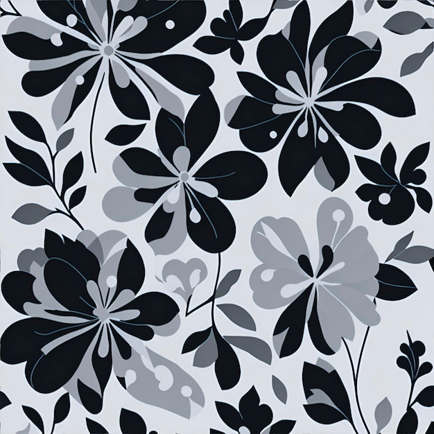 PSD 黒と白のミニマリストの花のパターン