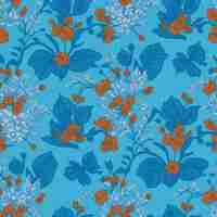 PSD minimalist floral pattern in orange and blue