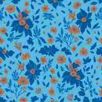 PSD minimalist floral pattern in orange and blue