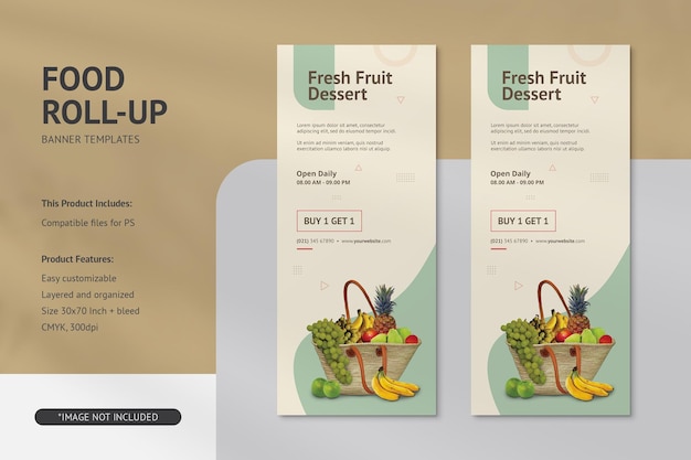 Minimalist food roll up banner templates