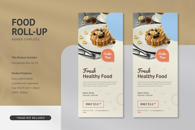 PSD minimalist food roll up banner templates