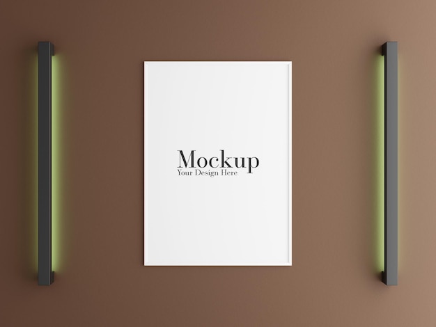 Minimalist frame mockup with accent light
