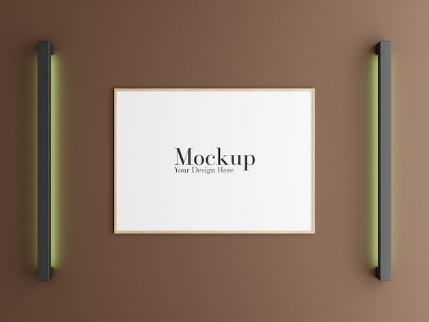 Minimalist frame mockup with accent light