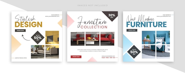 Minimalist furniture sale instagram square banner or social media post template