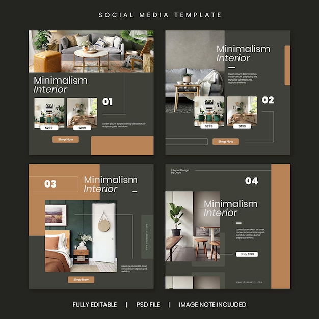 Minimalist furniture sale social media post template