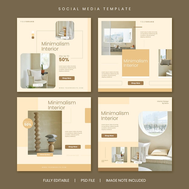 Minimalist furniture sale social media post template