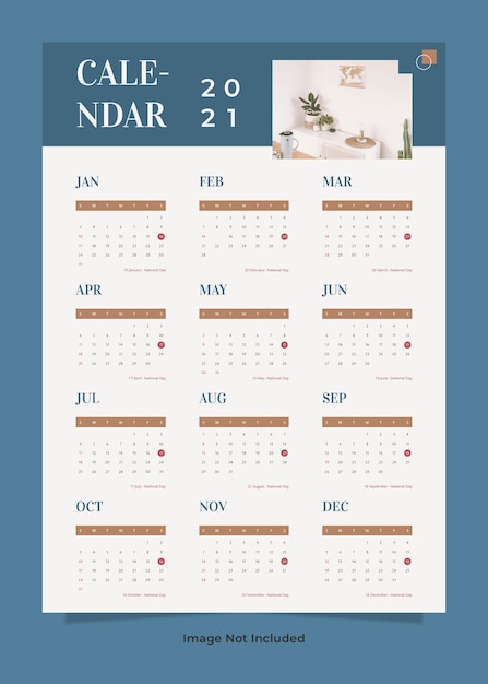 minimalist furniture wall calendar template