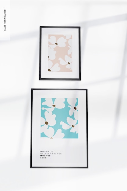 PSD minimalist gallery frames mockup, on wall