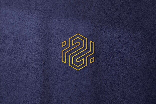 Minimalist Gold Logo Mockup on Purple Texture Background with Shadow