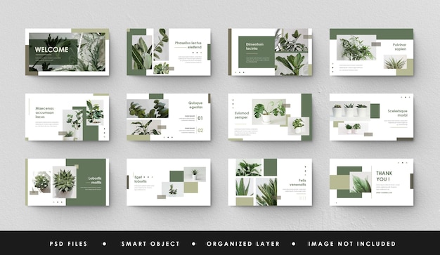 Minimalist green white presentation slide power point ppt landing page keynote plant