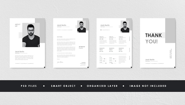 PSD minimalista grigio bianco curriculum vitae collezione di modelli di cv