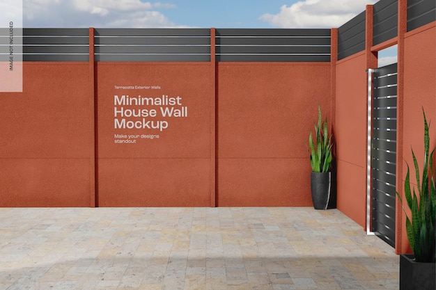 PSD minimalist house wall mockup, left view