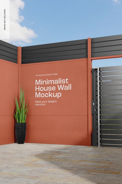 Minimalist house wall mockup, perspective