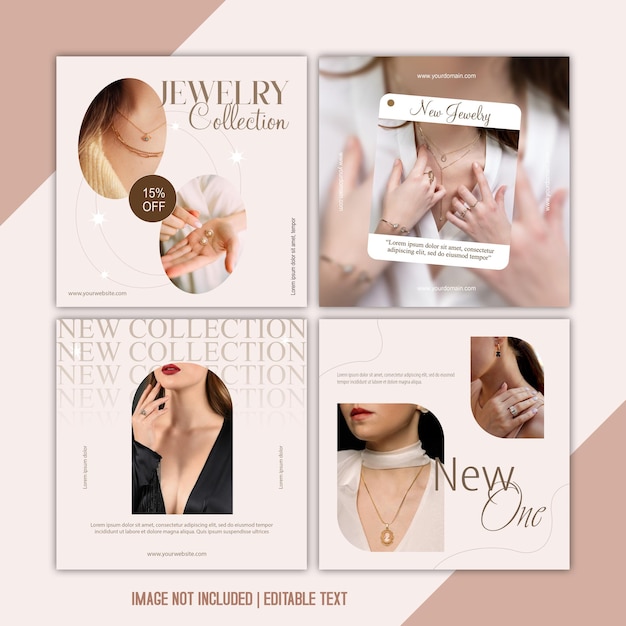 PSD minimalist jewelry instagram poster template design collections