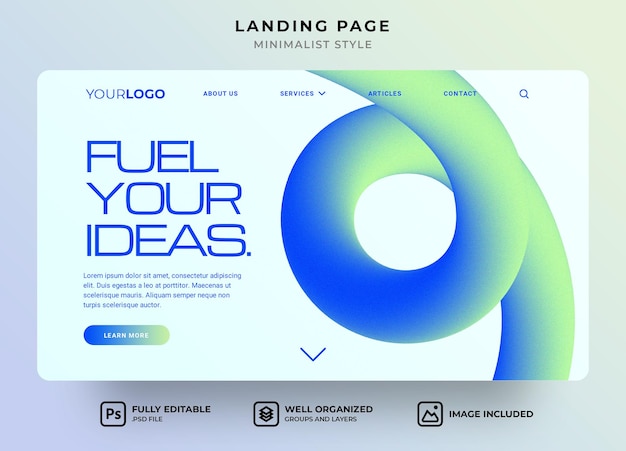 PSD minimalist landing page template for digital marketing agency