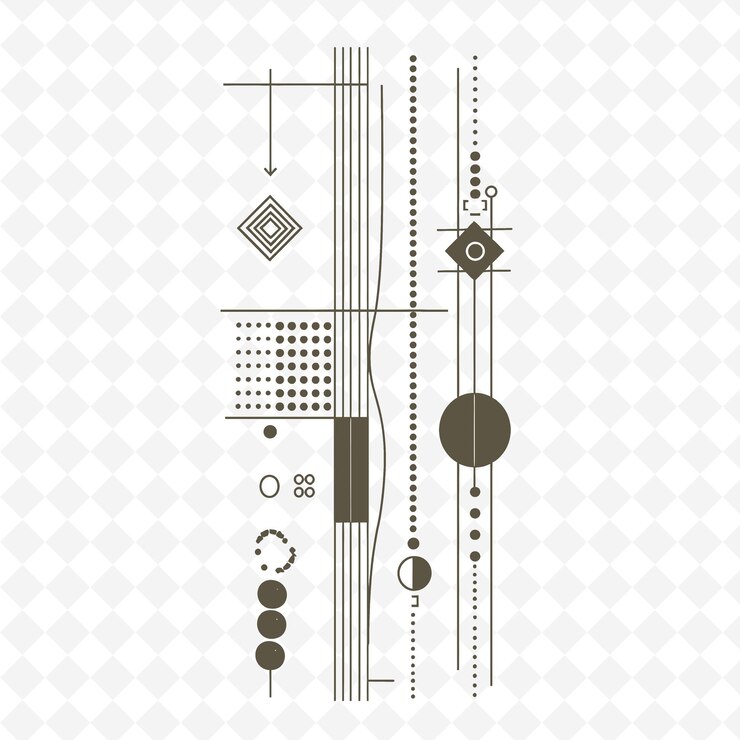 PSD minimalist line decorated with simple geometric shapes in mo png natural inspired flat borderline